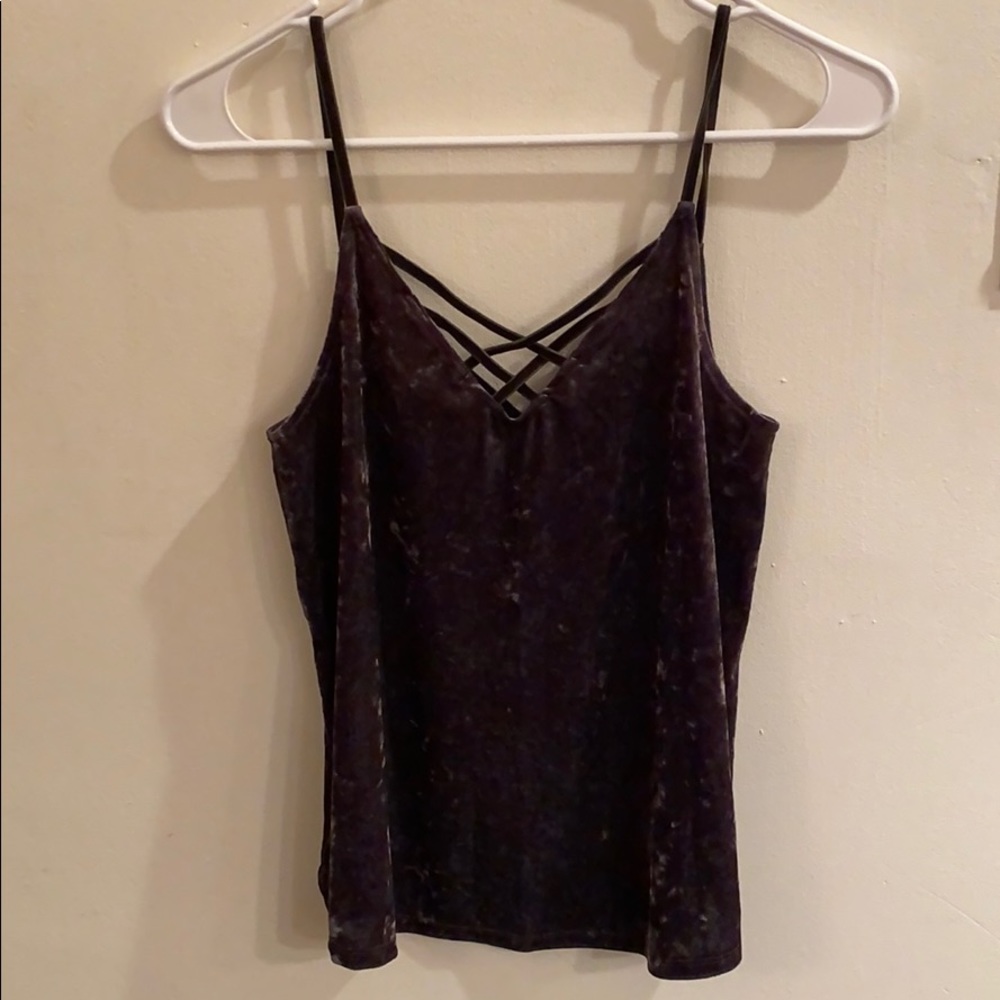 American Eagle dark green crushed velvet shirt
